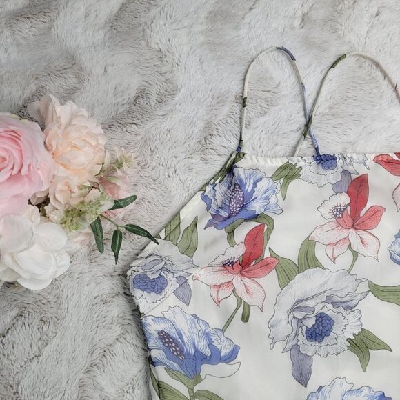 By The Way Large Floral Print White Sleeveless High Neck Mini Dress Size XS - Picture 4 of 13